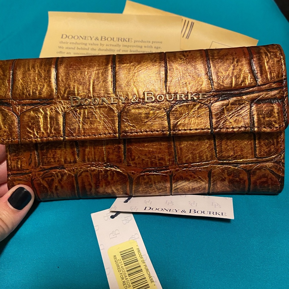 Dooney and Bourke Cognac Metallic Wallet